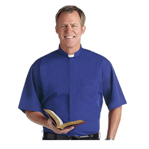 Nuova Camicia da Sacerdote a Maniche Corte con Colletto Romano ROSSO <span class=keywords><strong>per</strong></span> Uomo - Product Image 2