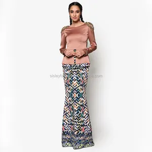 جودة عالية أزياء تصميم مخصص الحديثة اللباس الطباعة الرقمية baju kurung