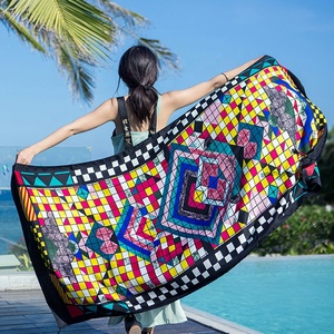 Nuovi prodotti stile di stampa Oversize scialli di cotone in saia donna estate viscosa sciarpa del mantello da spiaggia <span class=keywords><strong>con</strong></span> frangia - Product Image 1
