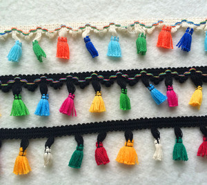 4.5Cm Bông Tua Trim DIY May Rèm Thảm Thắt Nút Tua Fringe Trim Màu Be Và Đen Bông Fringe - Product Image 6