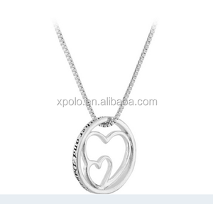 Moda 2015 oro rosa collar Mothe y sus hijas son registrado en <span class=keywords><strong>el</strong></span> corazón collar collar de doble corazón con palabras grabado - Product Image 2