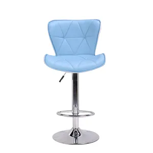 Barato moderno diseño de luz azul de Metal cromado sillas de Bar para la cocina de uso comercial