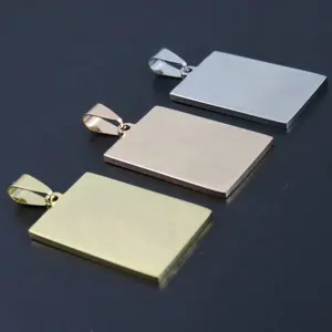 Customized engraved dog tags rectangle shaped style high mirror polish stainless steel square pendant blank for diy engrave