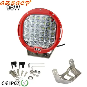 Inundação de ponto super brilhante, 12v 24v 9 polegadas 96w led luz de trabalho redonda led luz para caminhão 4x4