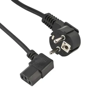 Europe Schuko plug IEC C13 Right Angle Computer Power Cable