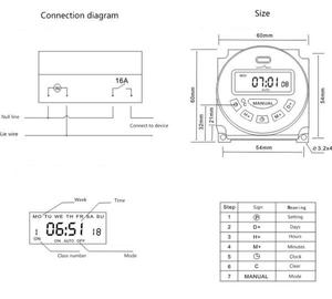 CN101A L701 AC 220V 16A 디지털 시간 스위치 220VAC 주간 프로그래머블 전자 타이머 - Product Image 6