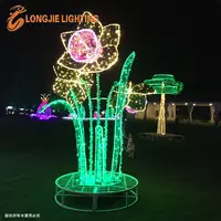 Longjie decoración artificial led iluminado de Navidad en forma de flor de la calle cuerda motivo Luz