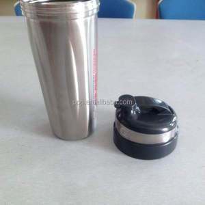 Protein Shake paslanmaz çelik su şişesi ile Logo ve plastik örgü/süt shaker şişe - Product Image 5