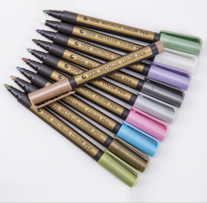 Metallic Marcatori Penna per il Rock Pittura, Set di 10 di Colore Metallico Glitter Vernice Marcatori per Adulti Libri Da Colorare, uovo di pasqua - Product Image 1
