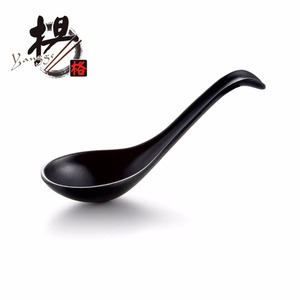 Best Selling Restaurant Melamine Black Japanese Bent Fruit <strong>Soup</strong> <strong>Spoon</strong> - Product Image 2