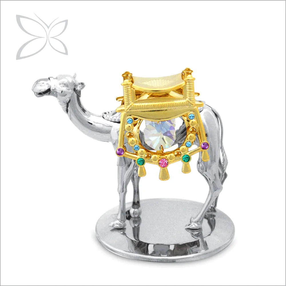 Crystocraft Chrome Plated Metal Camel Home Decor with Brilliant Cut Crystals Figurine