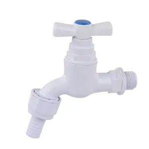 White Plastic Garden Tap PVC Faucet Water Taps With Nozzle