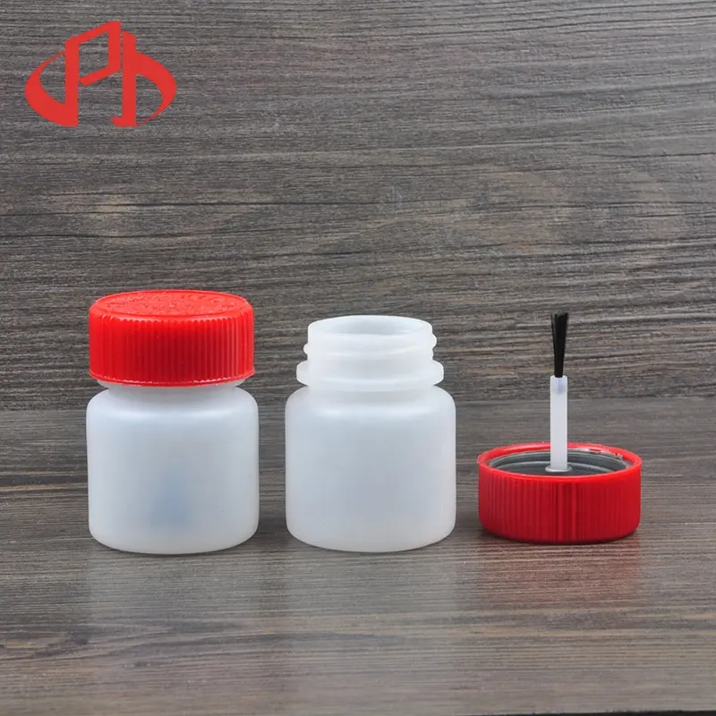 30 ml HDPE esmalte de uñas aplicador vial con cepillo al por mayor de tapa de plástico botellas de pegamento