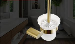 Moderna Spazzola per WC in <span class=keywords><strong>Acciaio</strong></span> Inox Spazzolato Oro con Supporto a Parete per Accessori <span class=keywords><strong>Bagno</strong></span> - Product Image 2