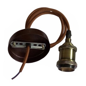 Luminaires suspendus pour décoration <span class=keywords><strong>de</strong></span> plafond, support <span class=keywords><strong>de</strong></span> lampe en laiton Vintage, Base E27 avec matériel en métal et câble en tissu tressé <span class=keywords><strong>de</strong></span> 1M - Product Image 2