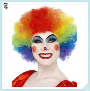 Costume da festa a buon mercato colori arcobaleno parrucche sintetiche <span class=keywords><strong>pagliaccio</strong></span> Afro ricci HPC-1148 - Product Image 3