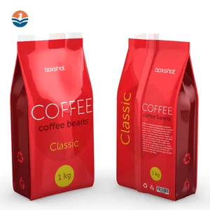 Side Gusset Plastic Foil Coffee Packaging Bag With Valve & Tin Tie For 250G 500G 1000G