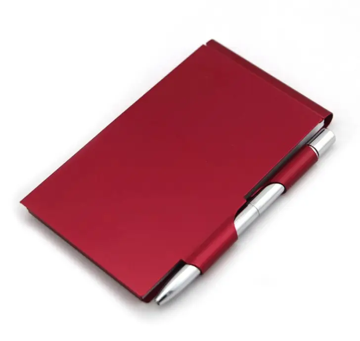Mini Pocket Memo Note Pad Set Metalen Notitieboek Met Pen Houder