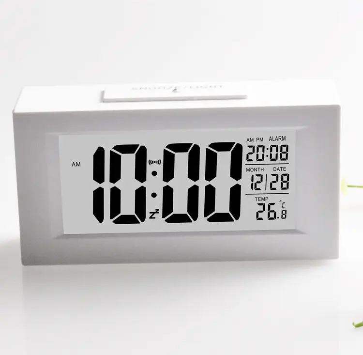 square intelligent clock, smart light calendar clock, large display LCD digital alarm clock