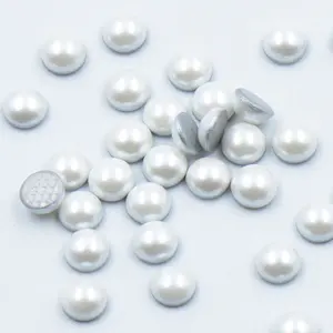 Best quality high cabochon lead free nickel free 8mm half round flat back epoxy hot fix pearl