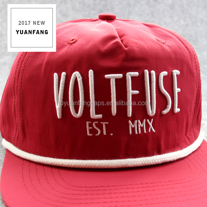 Custom 5/6 panel blank plain/3d embroidery rope bill snapback hats caps and hats