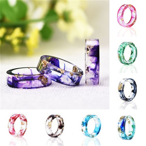 Modische Handgefertigte Getrocknete Blumen Epoxidharz-Ringe Getrocknete Blumen Verlobungsring aus Harz - Product Image 5