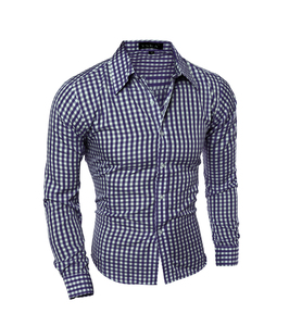 Camisas de celosía informales para <span class=keywords><strong>hombre</strong></span>, <span class=keywords><strong>camisa</strong></span> a <span class=keywords><strong>cuadros</strong></span> de manga larga con cuello en V, venta al por mayor - Product Image 4