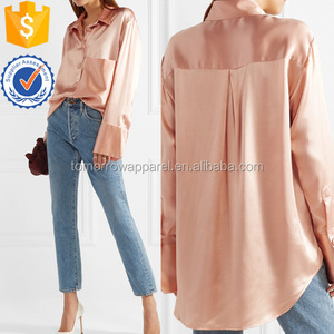 Oversized Silk-satin Shirt Manufacture Wholesale Fashion Women <strong>Apparel</strong> (TA3005T)