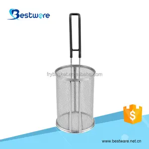 Hot Sale Plastic-coated Handle Pasta Cooker Insert/Round Noodles Mesh Strainer Pasta Strainer