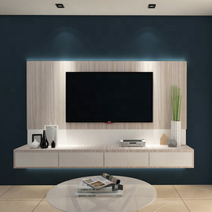 Meuble TV mural moderne en placage de bois <span class=keywords><strong>avec</strong></span> laque et tiroirs - Product Image 2