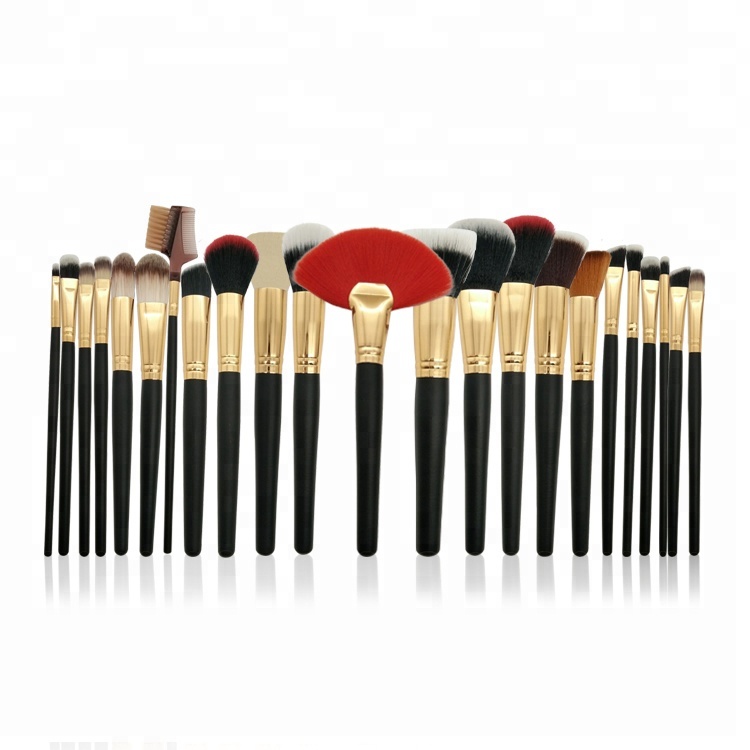 Заводской высококачественный набор из 24 деревянных красочных кистей для макияжа kabuki с сумкой