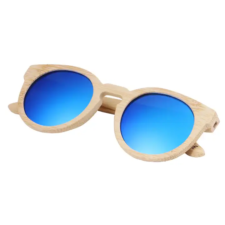 Natural Bamboo Sunglasses with Blue Polarized Lenses