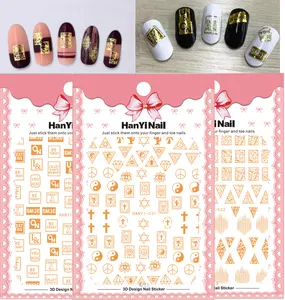 2021 Hanyi440-539 Nhật Bản Hàn Quốc Phim Hoạt Hình Hoa OEM 3D Nail Art Ba Lan Gel Dán Decal Vàng Làm Móng Tay Trang Trí Foil Wraps