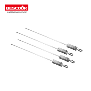 High Quality Stainless Steel BBQ Flat <strong>Skewer</strong> with Wooden Handle Competitive Price <strong>Metal</strong> and Wood Material - Product Image 4