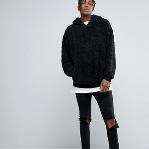 Commercio all'ingrosso Mens Nero <span class=keywords><strong>Felpa</strong></span> Con <span class=keywords><strong>Cappuccio</strong></span> di Pelliccia Sherpa In Pile di Grandi Dimensioni Con <span class=keywords><strong>Cappuccio</strong></span> - Product Image 4