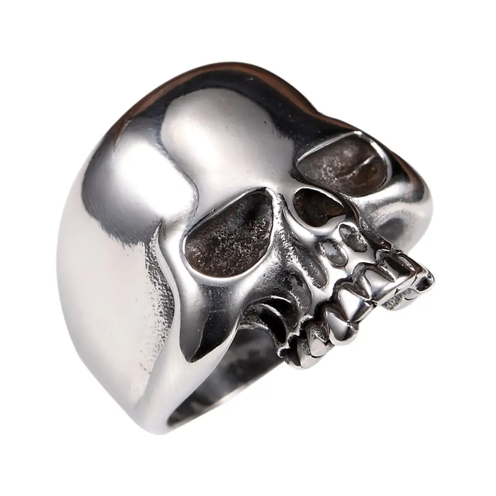 2019 Wholesale Fashion Metal Silver Skull Ring Stainless Steel Biker Ring Rings For Men