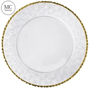 Jante de prata de vidro personalizado, placas de vidro decorativas de casamento