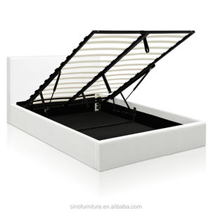 <span class=keywords><strong>Deluxe</strong></span> de elevación de Gas el doble de cuero de la PU de almacenamiento ahorro de espacio cama muebles de diseño en blanco - Product Image 1