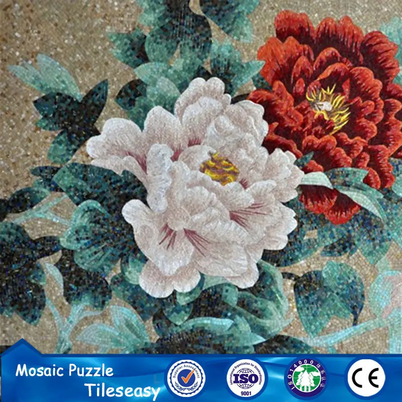 Pola Bunga Mosaik Seni Panjang Desain Indah Dekoratif