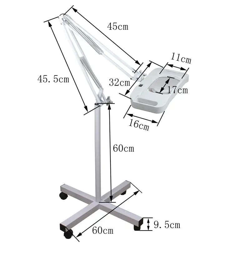 Top Quality Optical Lens Magnifying LED Standing Magnifier Lamp with Wheels
