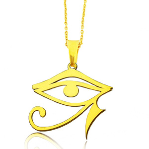 Collar de Acero Inoxidable con Colgante de Ojo de Horus Egipcio Antiguo, Chapado en Oro, Hecho a Mano, Marca Olivia - Product Image 1