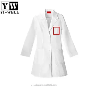 Fabrika fiyat labcoat unisex TC logo nakış doktor üniforması beyaz laboratuvar önlüğü