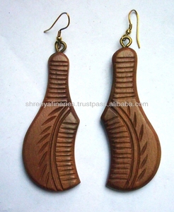 Hand Engraved Wood <b>Drop</b> <b>Earrings</b> for Ladies and Teens Latest Trendy <b>Fashion</b> Jewelry - Product Image 4