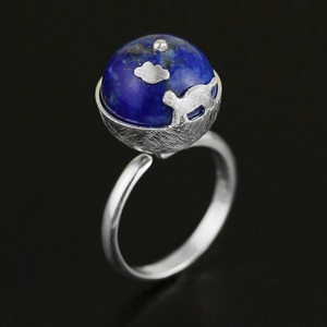 WS-16 gato 925 anillo mujeres lapislázuli piedra anillo - Product Image 1