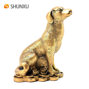 2018 Cane Zodiaco Cinese Anno Resina Cane con Feng Shui Moneta Da Collezione Figurine Table Desk Decor Fortunato Statua - Product Image 1