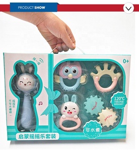 <span class=keywords><strong>Sonajeros</strong></span> de dibujos animados para bebé recién nacido, juego de juguetes de regalo, coctelera, campana para cama, calmante, palo de mano con mordedor - Product Image 3