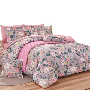 Bộ Chăn Ga Gối Đệm KOSMOS Hoa Sợi Nhỏ Dubai 90gsm In 8 Chiếc Phòng Ngủ Polyester Dệt Thực Vật Đồng Bằng 200 Bộ