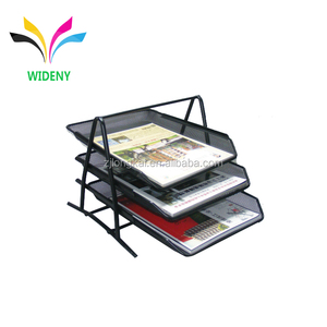 Organizador de Escritorio de Malla Metálica Negra de 3 Niveles para Oficina y Escuela, <span class=keywords><strong>Bandeja</strong></span> para <span class=keywords><strong>Documentos</strong></span>, Organizador de Escritorio con <span class=keywords><strong>Bandeja</strong></span> de Malla Individual - Product Image 3