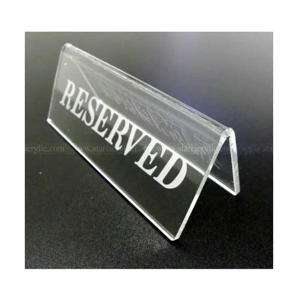 Etching Tabletop Clear Acrylic Reserved Signs、Acrylic Table Tent Sign RESERVED、Clear Acrylic HolderとReserved