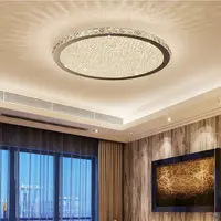 Lâmpada de teto inteligente com controle remoto, suporte luminária de teto moderna led, cristal, para sala de estar